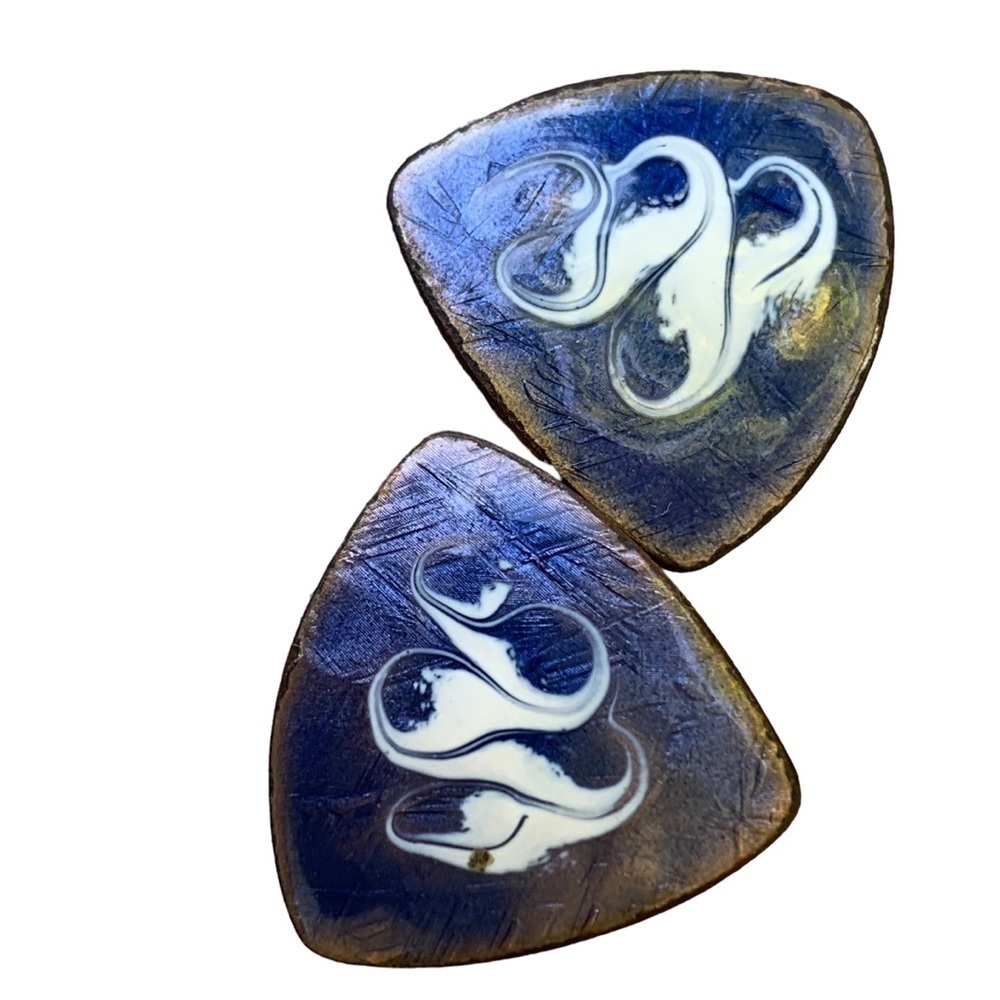 Vintage Copper Enamel Earrings Handmade Hope Denmark